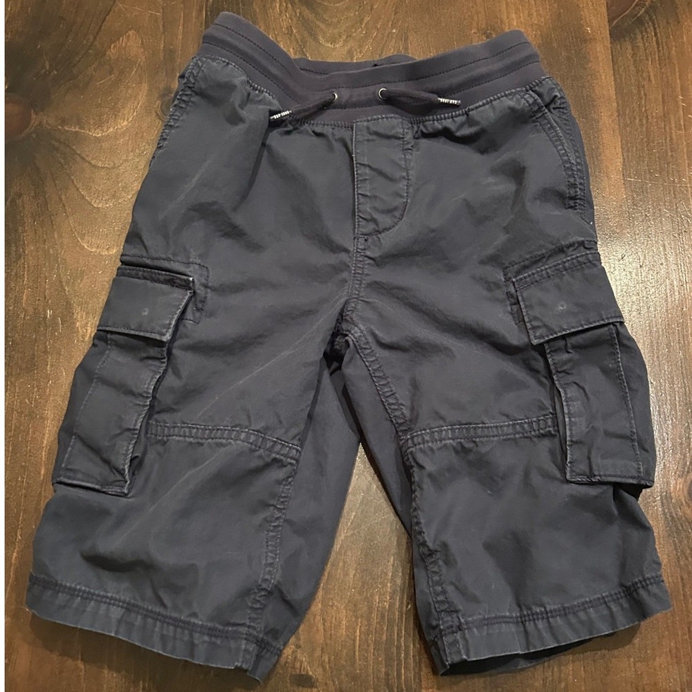 Gap Cargo Shorts Kids 10‎ Regular Navy Blue Elastic Waist Cotton Pockets Summer